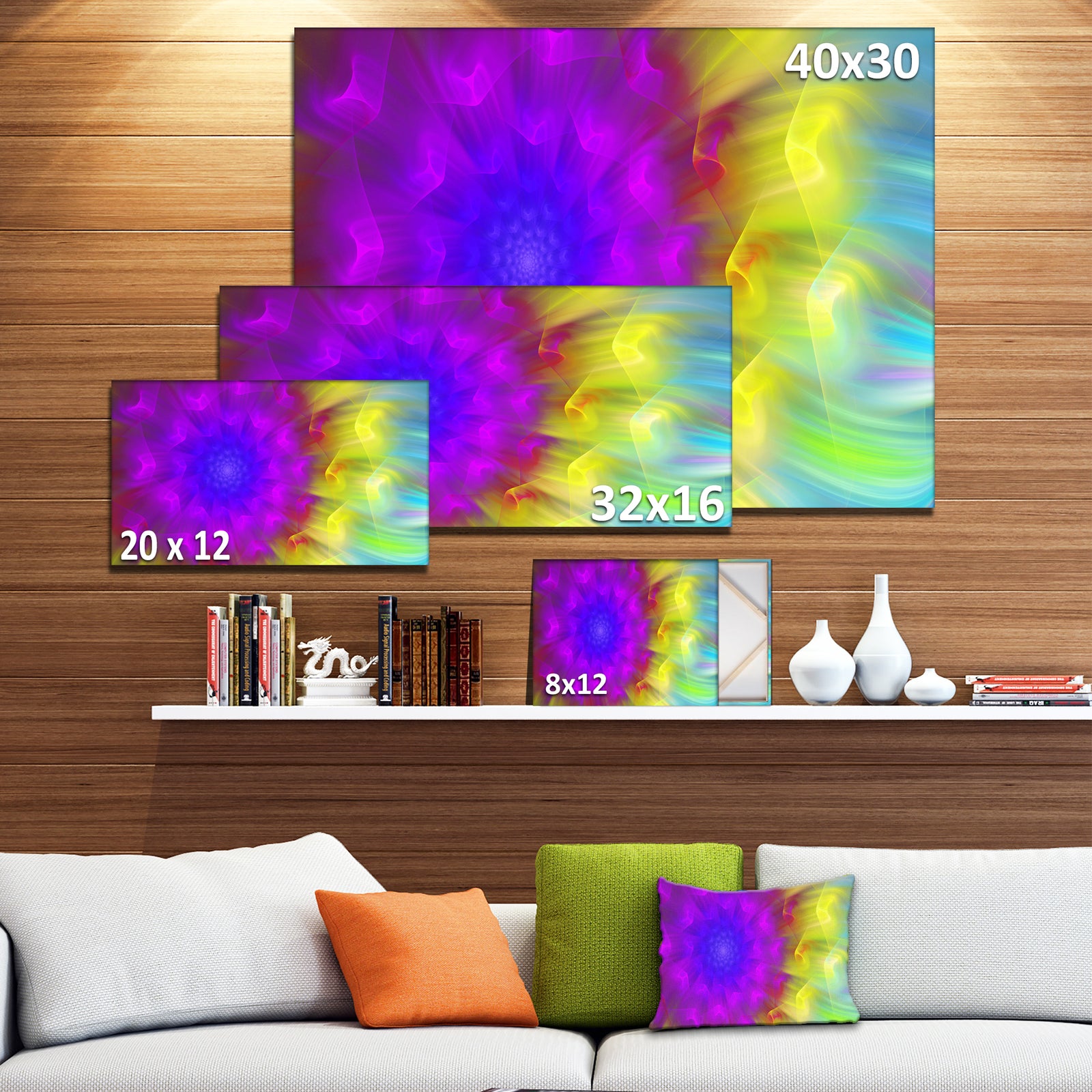 Purple Fractal Petals Dandelion - Floral Canvas Wall Art