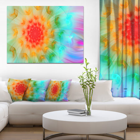 Red Fractal Petals Dandelion - Floral Canvas Wall Art