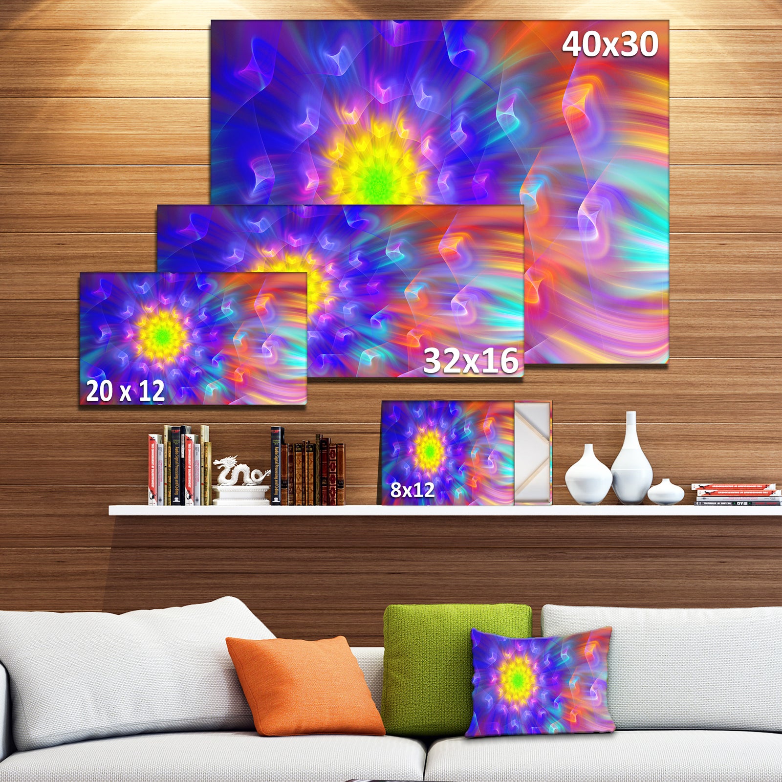 Bright Blue Fractal Petals Dandelion - Floral Canvas Wall Art