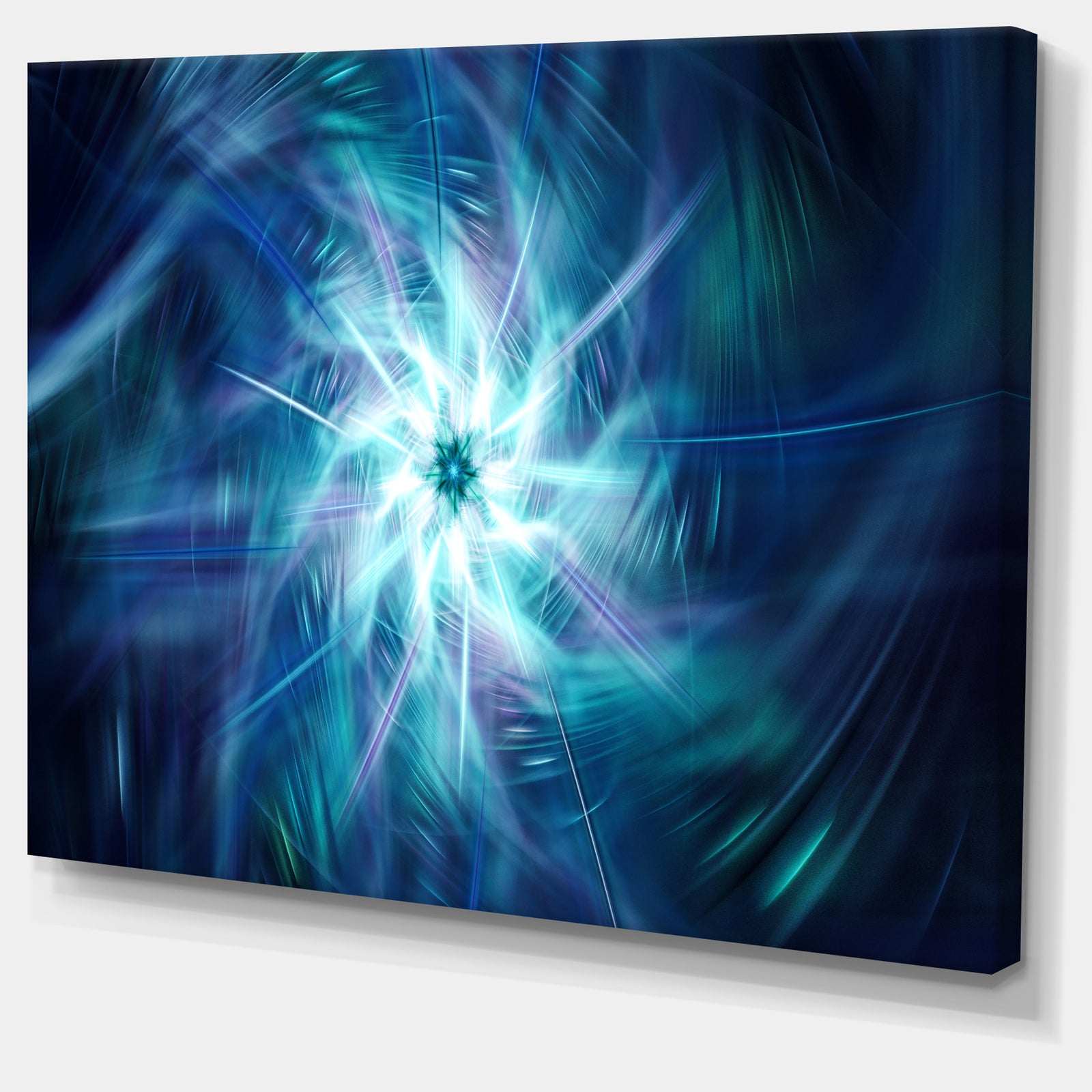 Splaying Bright Blue Fireworks - Floral Wall Art on Canvas