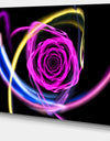 Glowing Purple Neon Rose - Floral Wall Art on Canvas