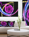 Glowing Purple Neon Rose - Floral Wall Art on Canvas