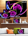 Glowing Purple Neon Rose - Floral Wall Art on Canvas