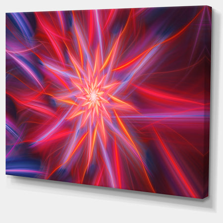 Shining Red Purple Exotic Flower - Floral Wall Art on Canvas