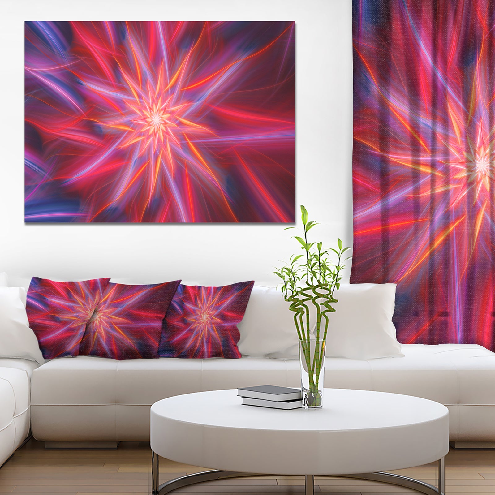 Shining Red Purple Exotic Flower - Floral Wall Art on Canvas