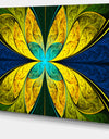 Bright Yellow Blue Fractal Flower - Extra Large Floral Wall Art on Canvas