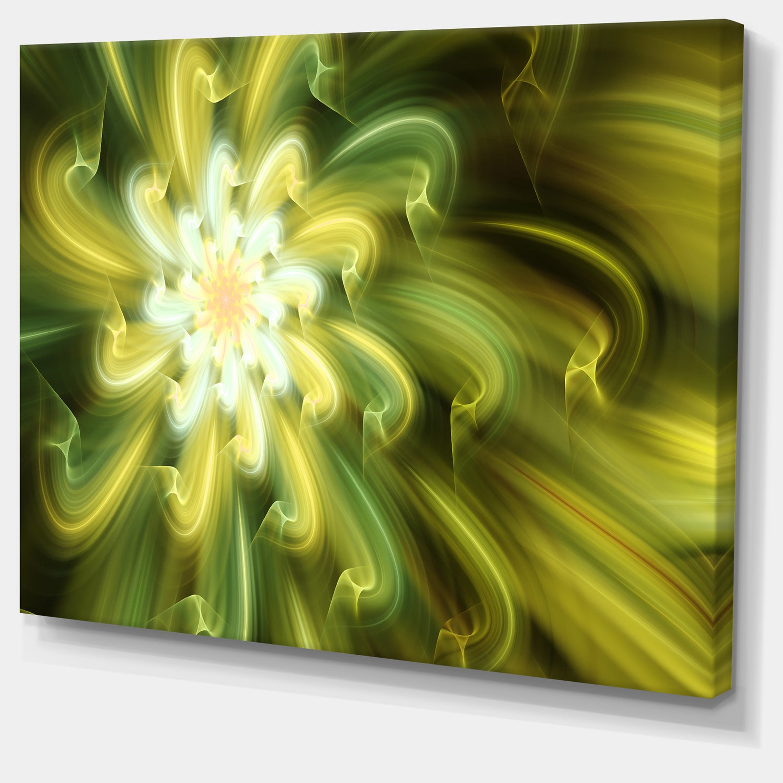 Dance of Yellow Fractal Petals - Extra Large Floral Wall Art on Canvas