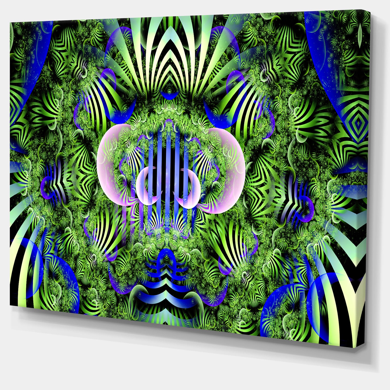 Green Magical Fairy Pattern - Extra Large Floral Wall Art on Canvas