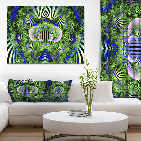 Green Magical Fairy Pattern - Extra Large Floral Wall Art on Canvas