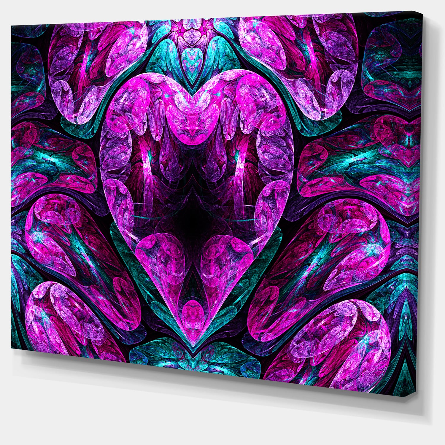 Purple Cold Mystical Heart - Extra Large Floral Wall Art on Canvas