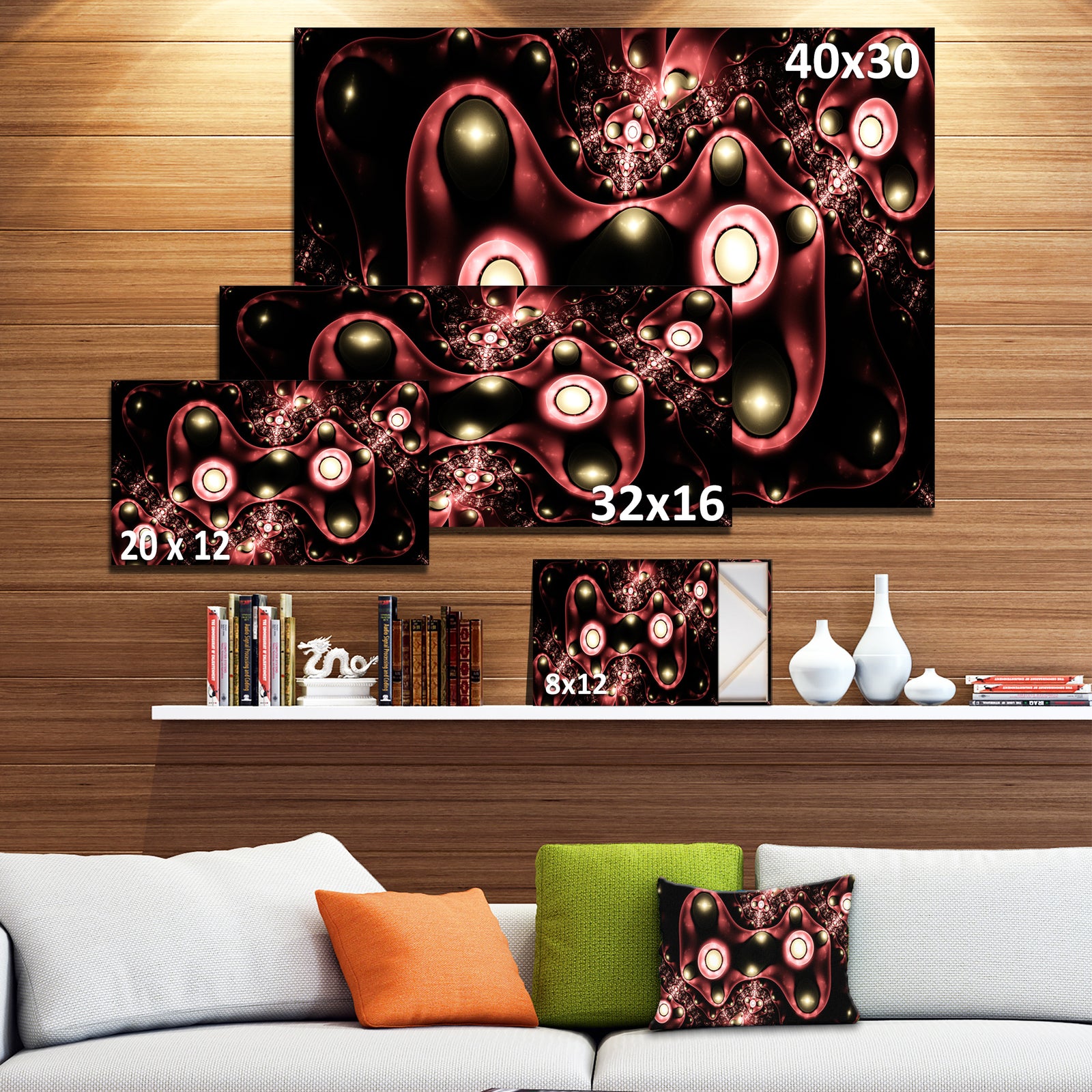 3D Surreal Brown Illustration - Extra Large Floral Wall Art on Canvas