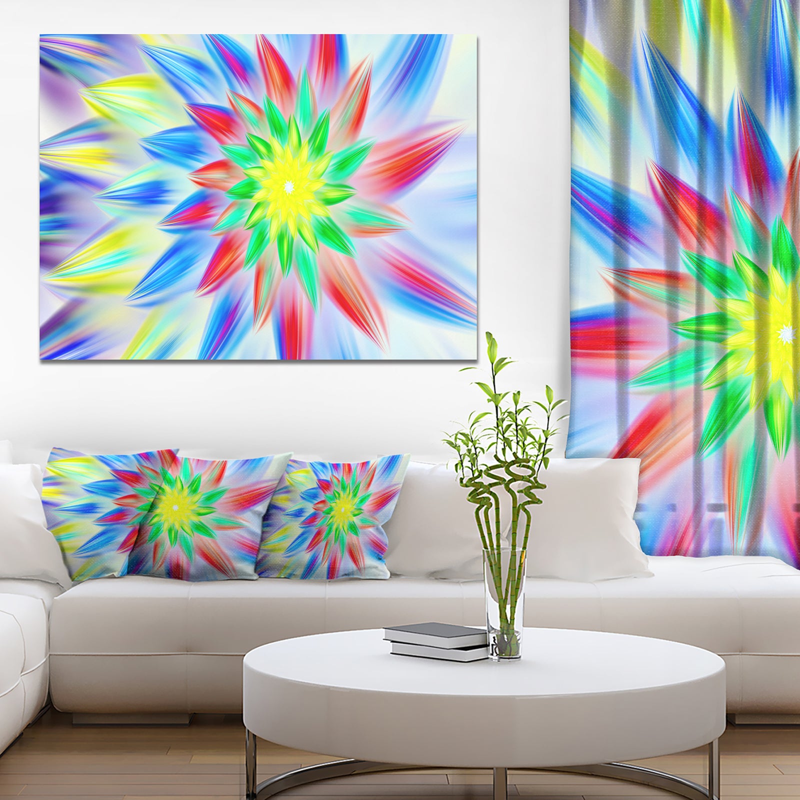 Dance of Multi-Color Petals - Extra Large Floral Wall Art on Canvas
