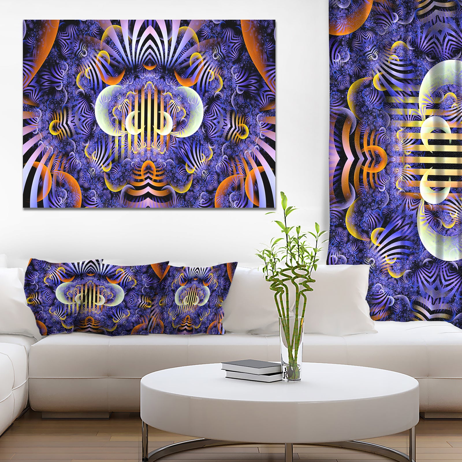 Magical Fairy Pattern Illustration - Extra Large Floral Wall Art on Canvas