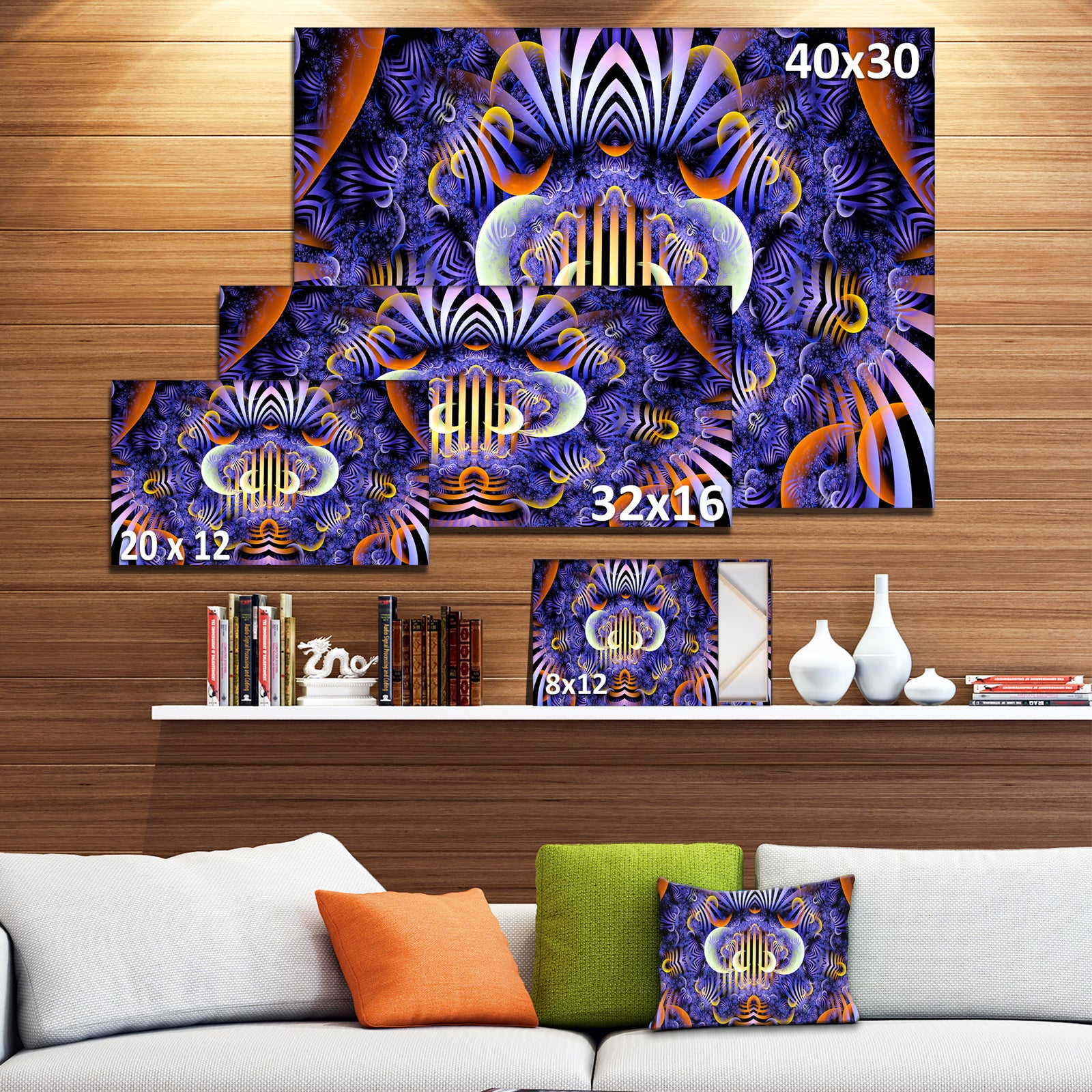 Magical Fairy Pattern Illustration - Extra Large Floral Wall Art on Canvas