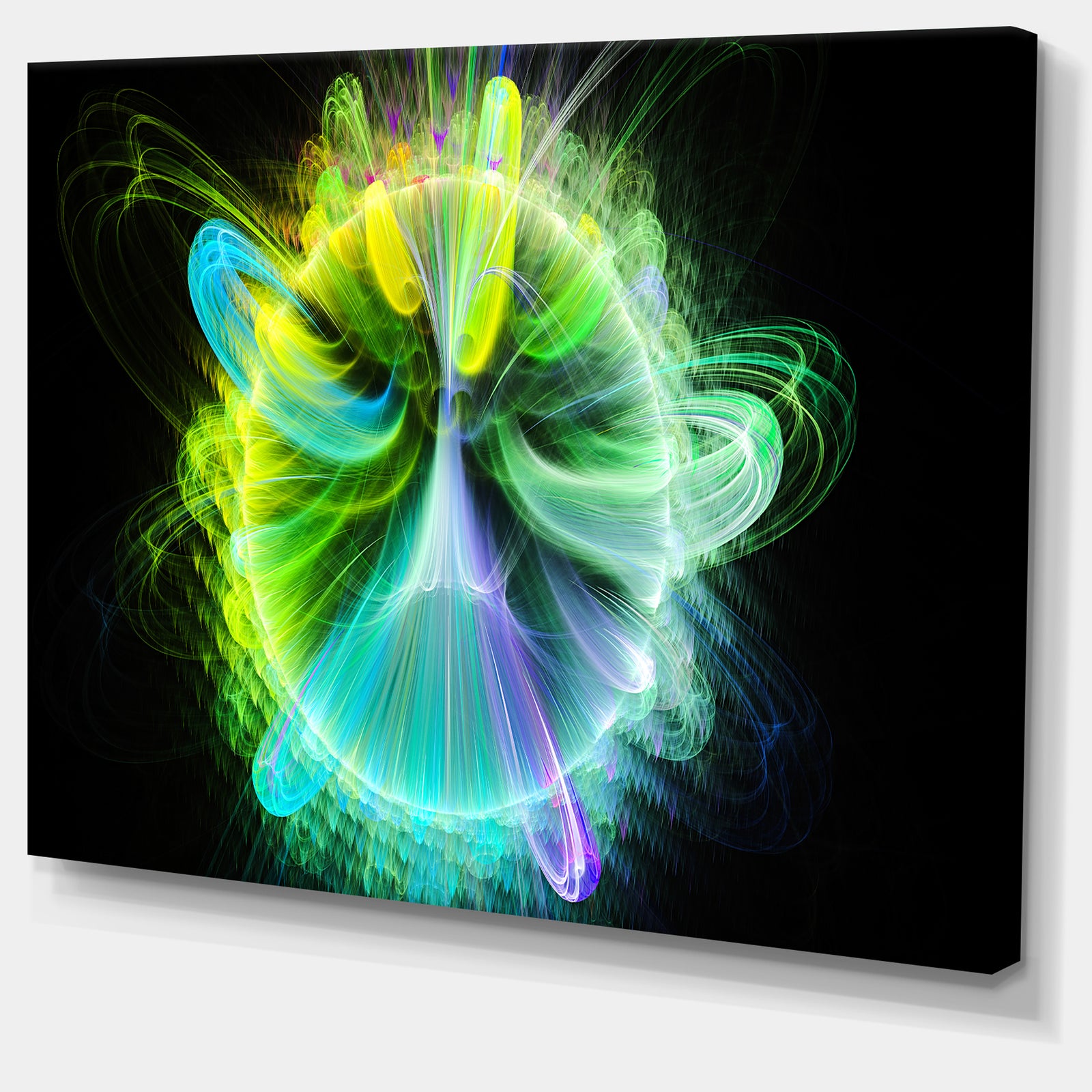 Green Fractal Vortices of Energy - Extra Large Floral Wall Art on Canvas