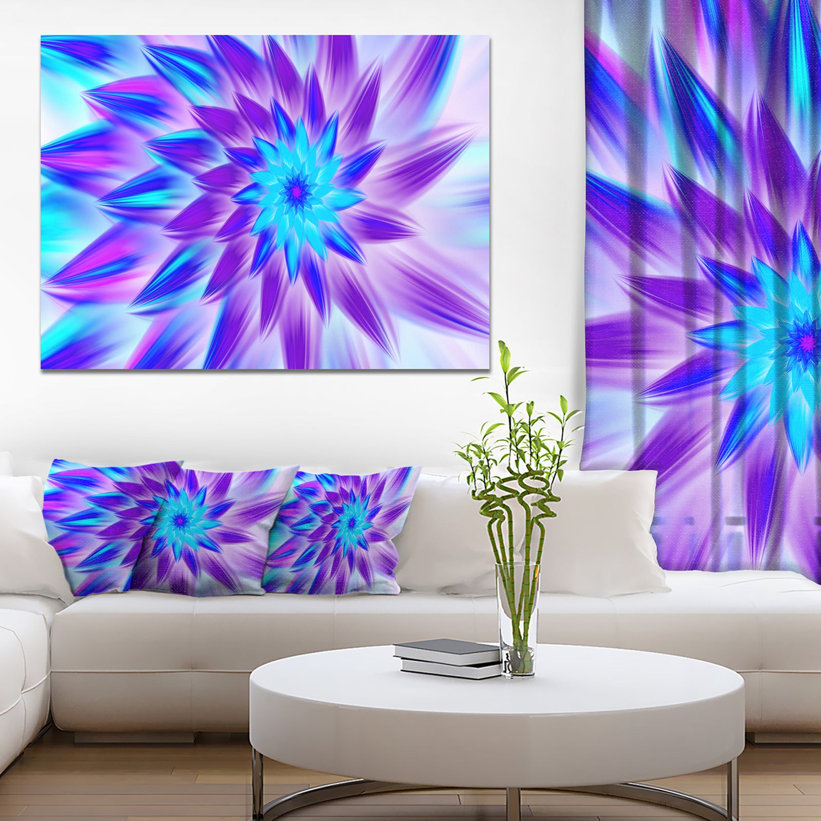 Exotic Blue Flower Petals - Extra Large Floral Wall Art on Canvas