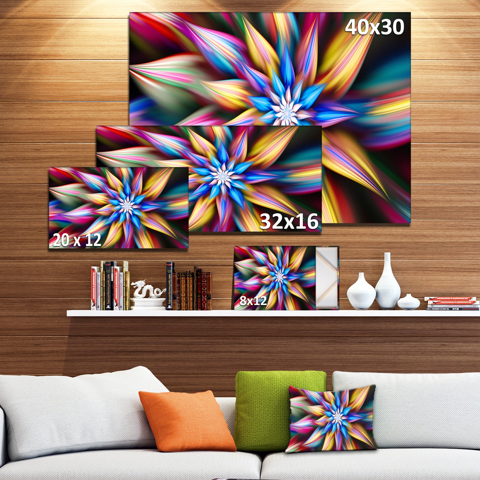Exotic Multi-Color Flower Petals - Extra Large Floral Wall Art on Canvas