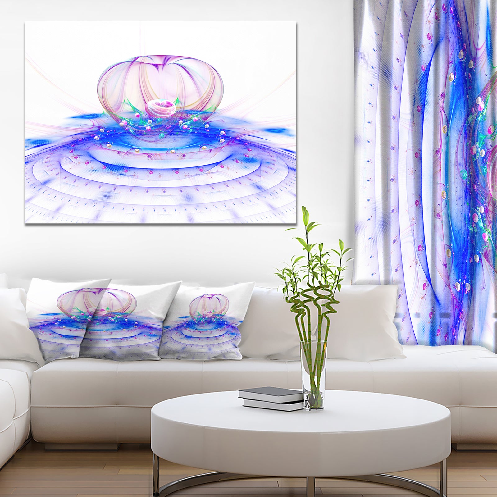 Spectacular Blue 3D Surreal Art - Extra Large Floral Wall Art on Canvas