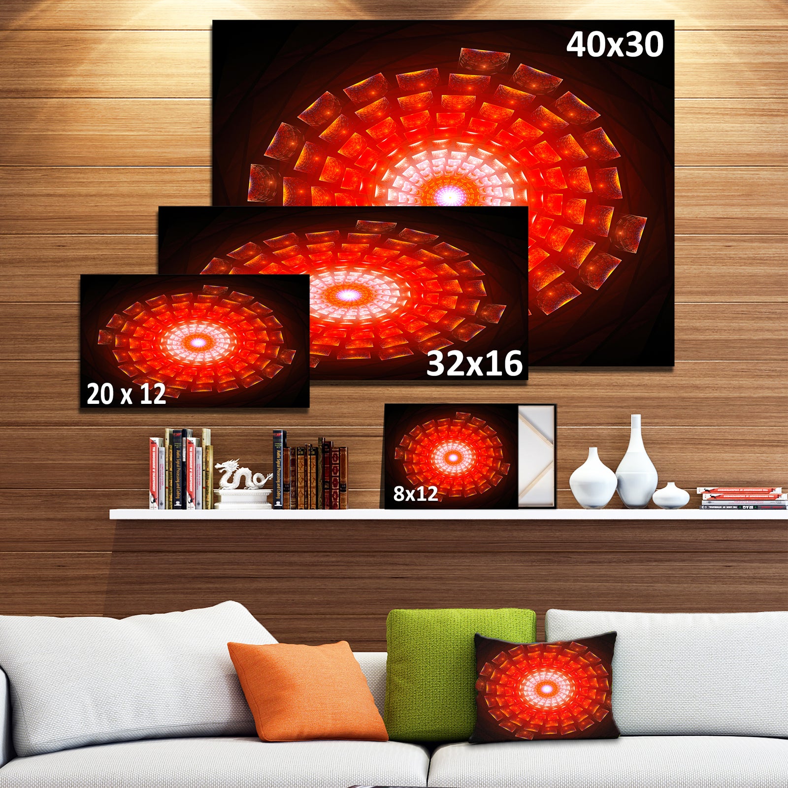Circular Vortex Broken Particles - Extra Large Floral Wall Art on Canvas
