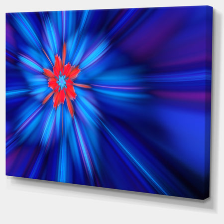 Rotating Fractal Blue Fireworks - Extra Large Floral Wall Art on Canvas