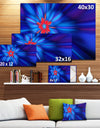 Rotating Fractal Blue Fireworks - Extra Large Floral Wall Art on Canvas