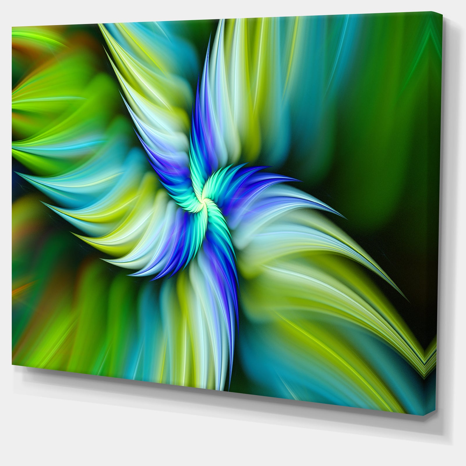 Rotating Fractal Green Star - Extra Large Floral Wall Art on Canvas