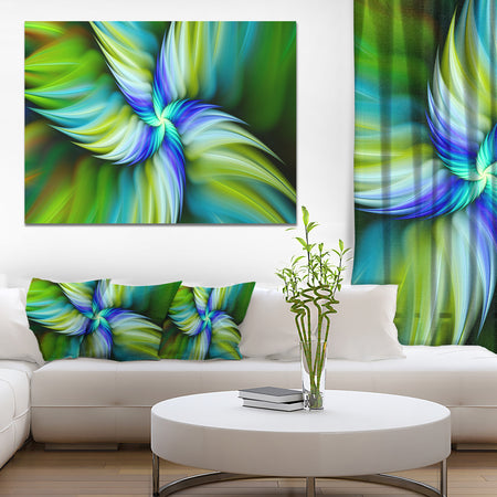 Rotating Fractal Green Star - Extra Large Floral Wall Art on Canvas