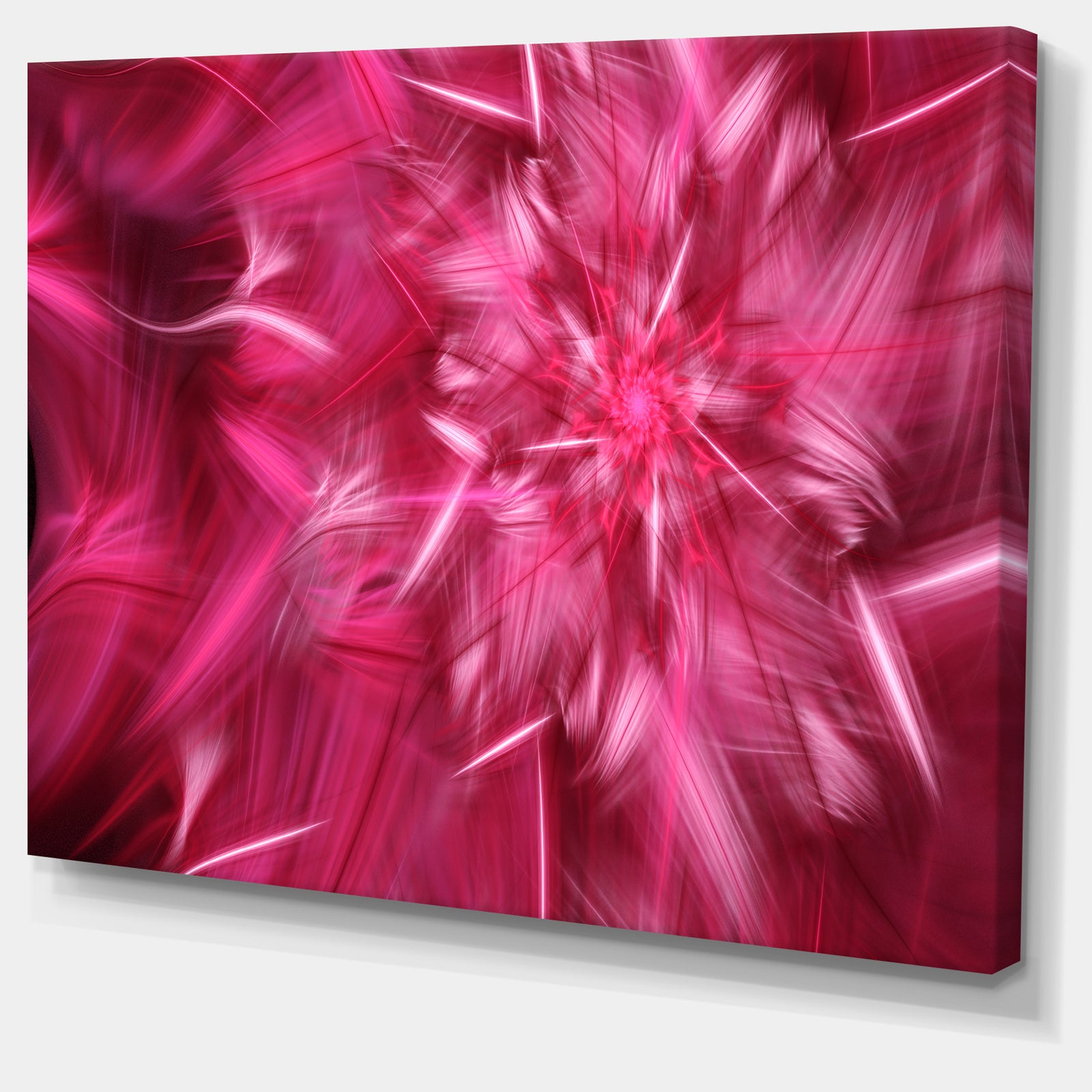 Rotating Fractal Pink Fireworks - Extra Large Floral Wall Art on Canvas
