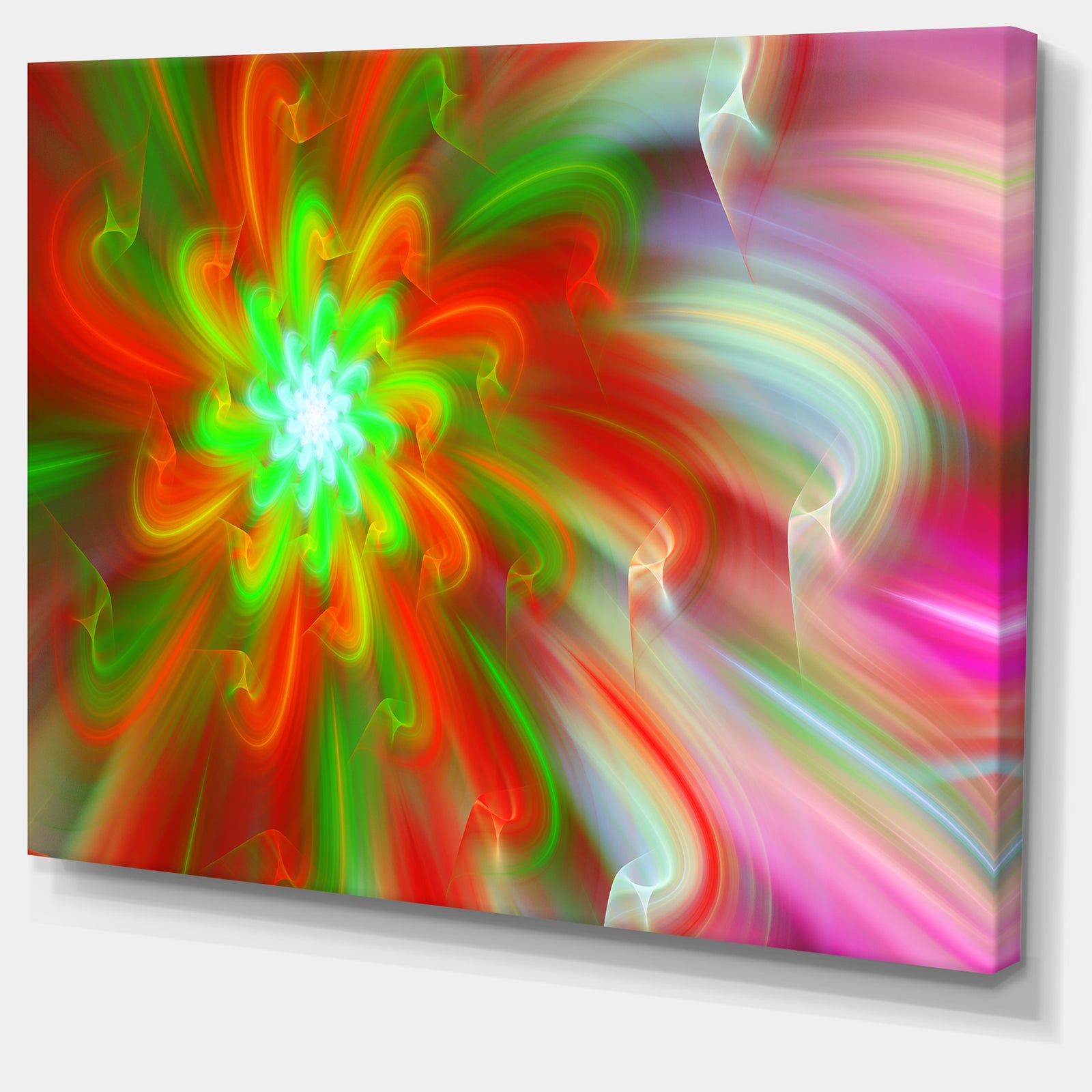 Dance of Red Fractal Flower Petals - Extra Large Floral Wall Art on Canvas
