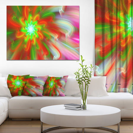 Dance of Red Fractal Flower Petals - Extra Large Floral Wall Art on Canvas