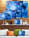 Dance of Blue Fractal Flower Petals - Extra Large Floral Wall Art on Canvas