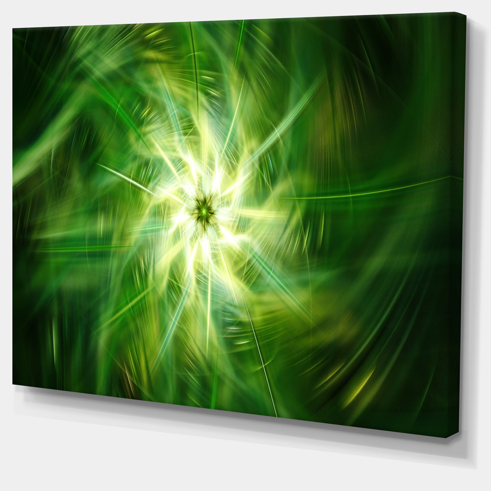 Rotating Fractal Green Fireworks - Extra Large Floral Wall Art on Canvas