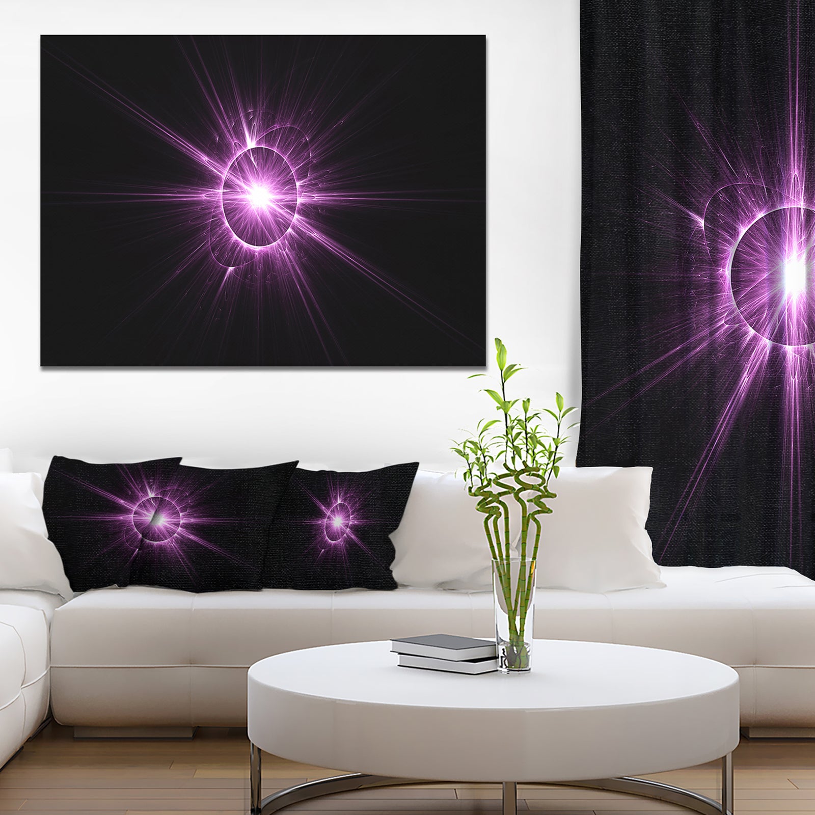 Purple Flash of Bright Star - Extra Large Floral Wall Art on Canvas