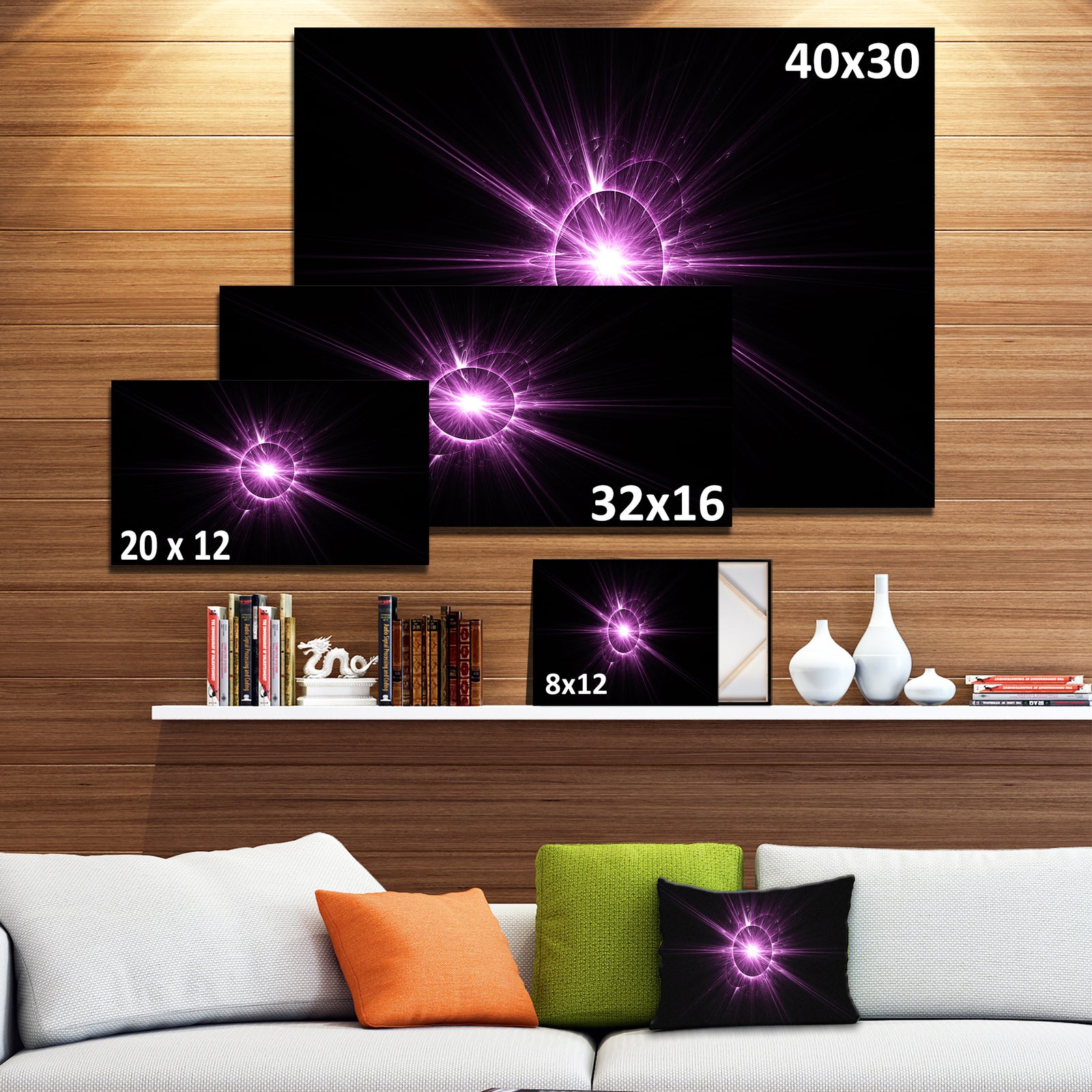 Purple Flash of Bright Star - Extra Large Floral Wall Art on Canvas