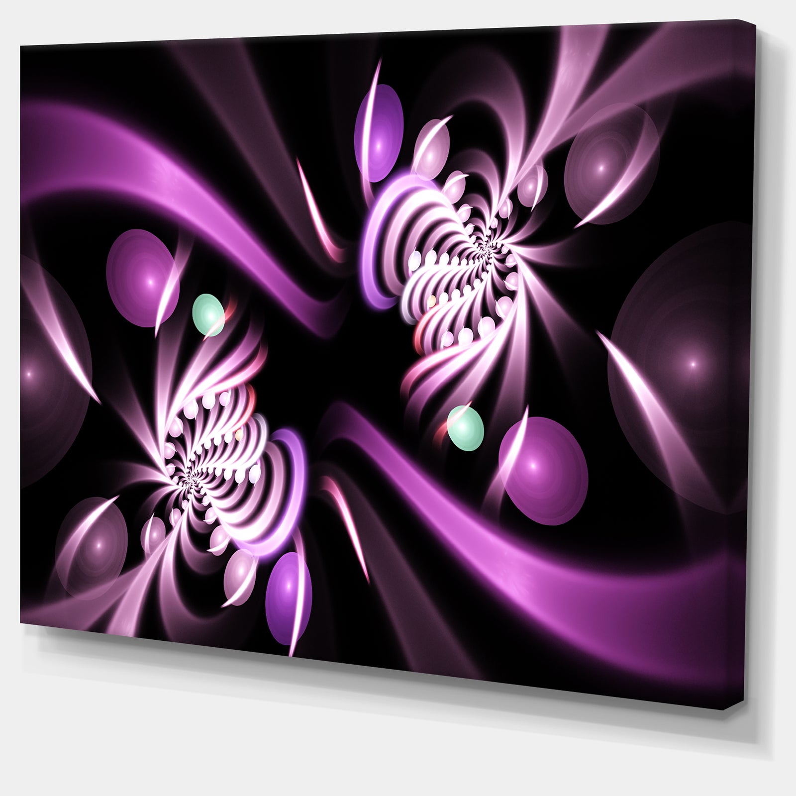 Purple on Black 3D Surreal Art - Extra Large Floral Wall Art on Canvas