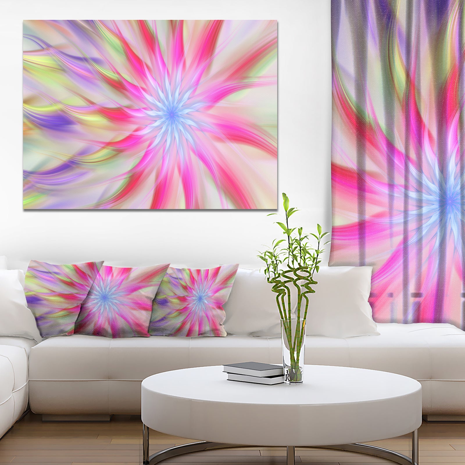 Dance of Pink Exotic Flower - Extra Large Floral Wall Art on Canvas