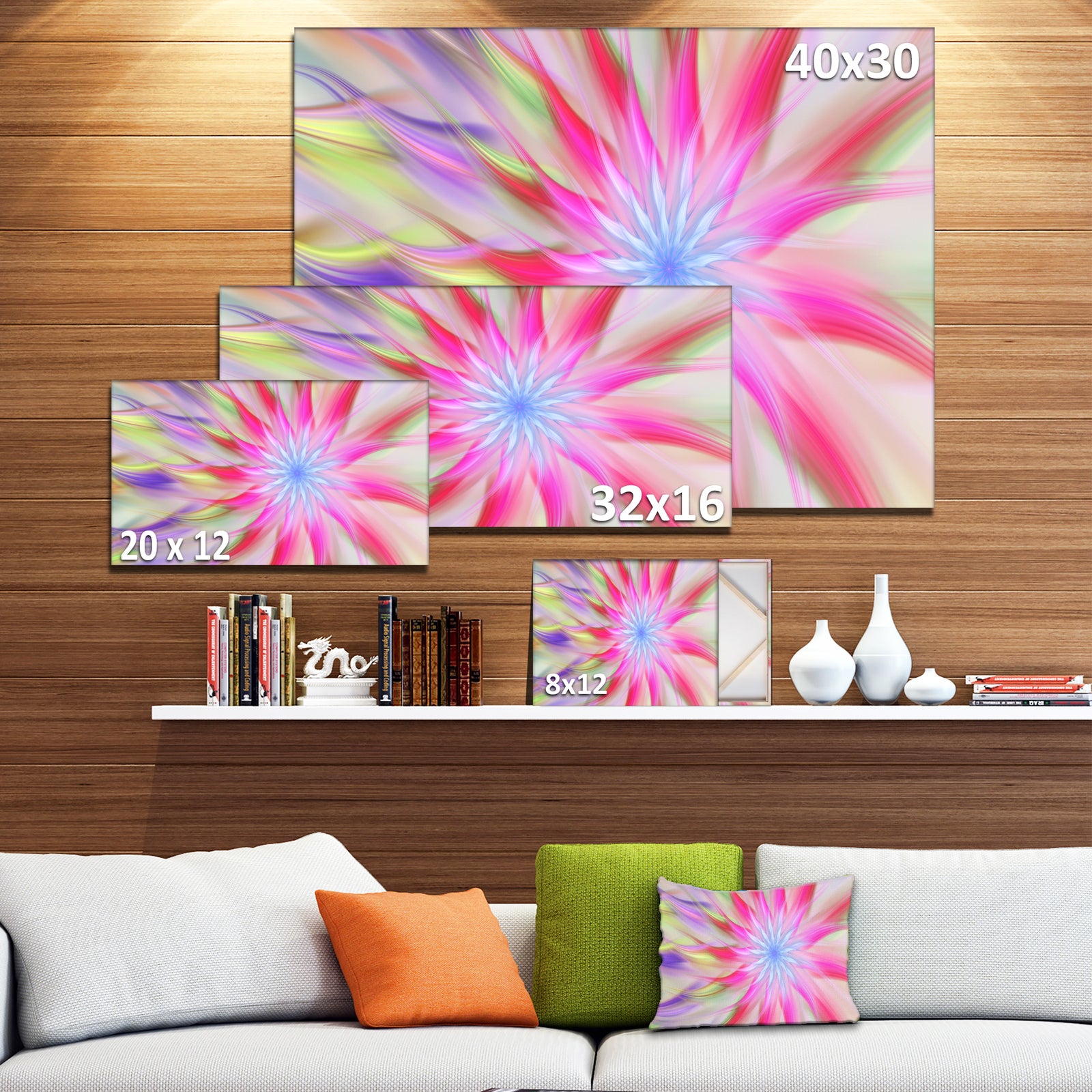 Dance of Pink Exotic Flower - Extra Large Floral Wall Art on Canvas