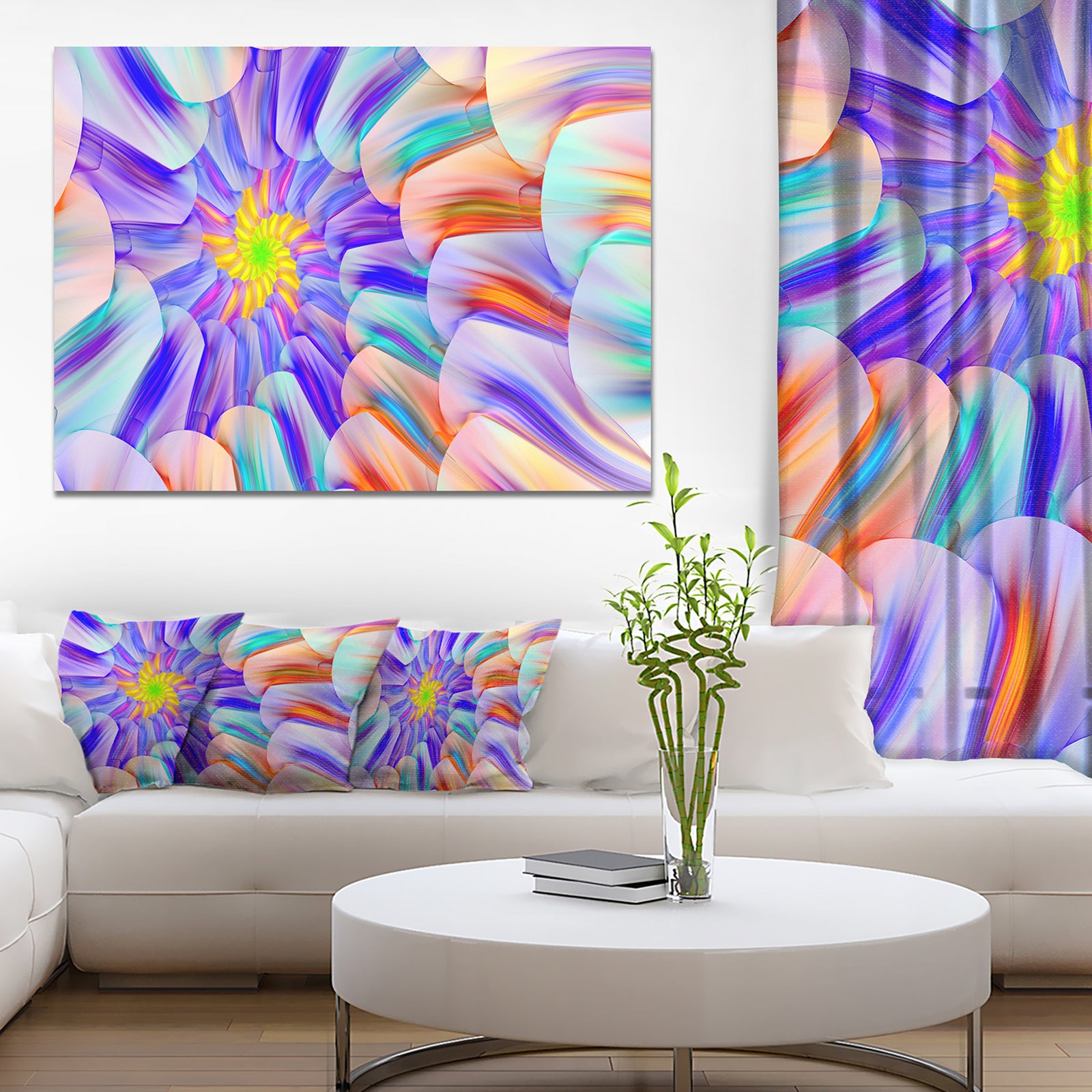 Multi-Colored Stain Glass with Spirals - Modern Floral Art