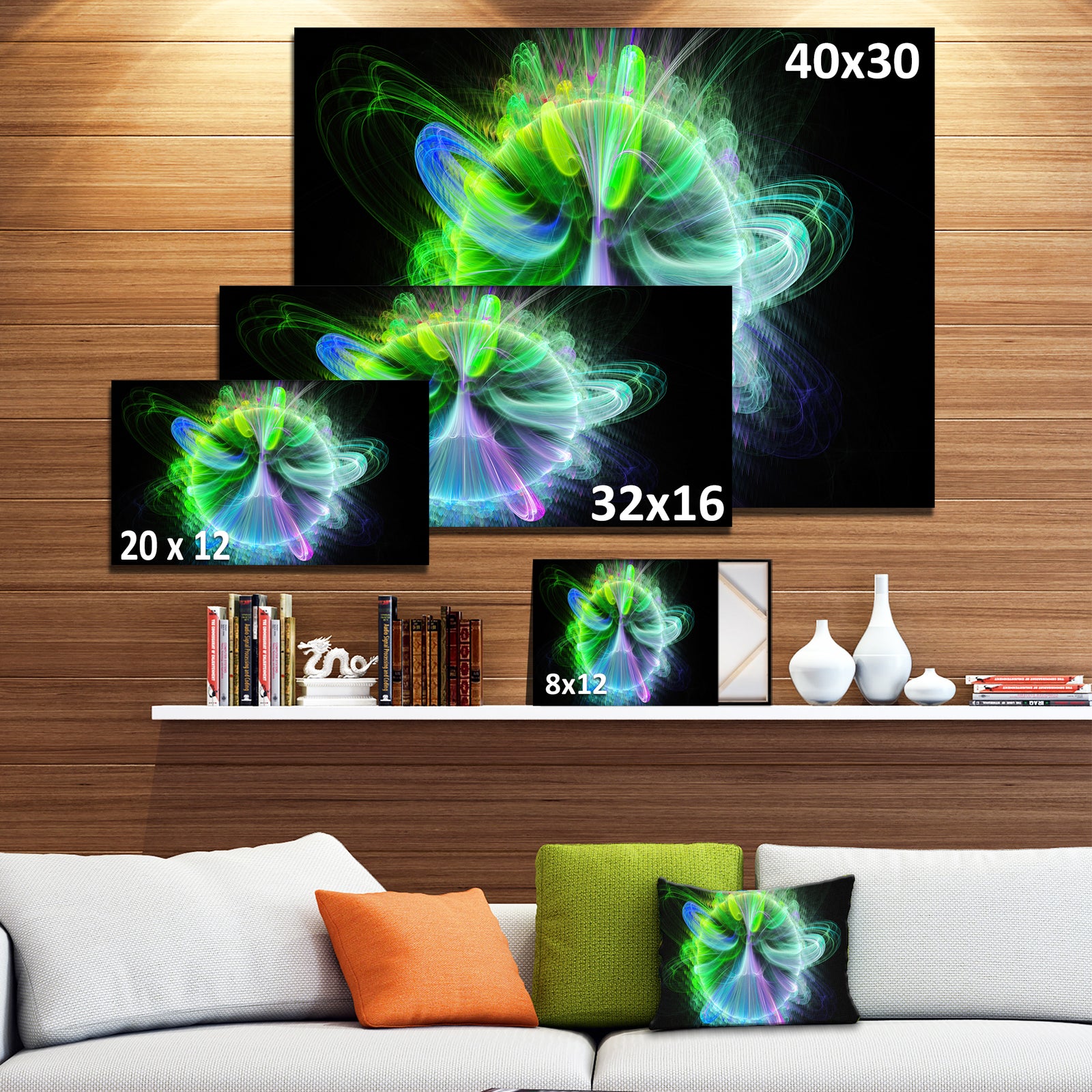 Bright Blue Fractal Vortices of Energy - Modern Floral Art