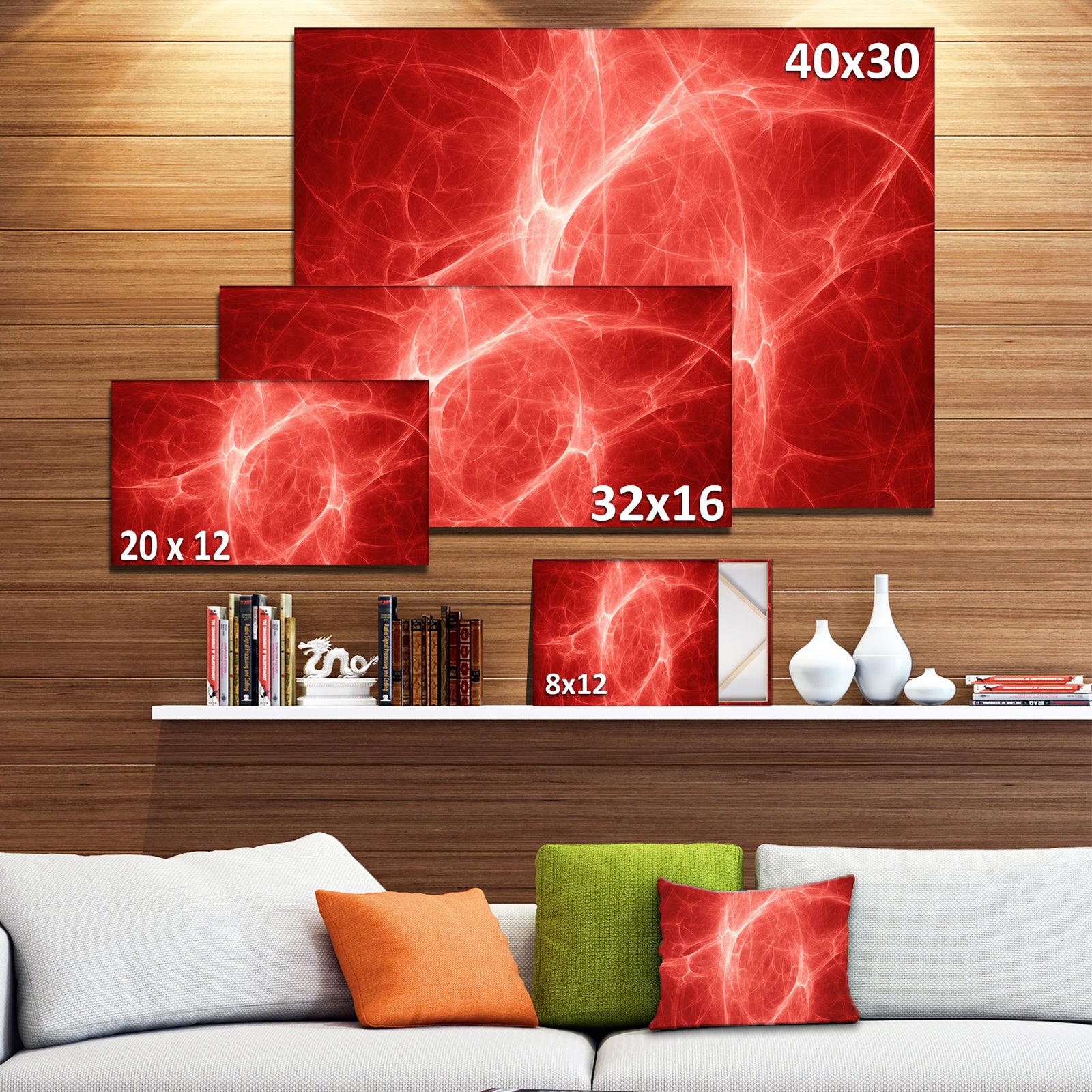 Bright Lightning on Red Sky - Modern Floral Art