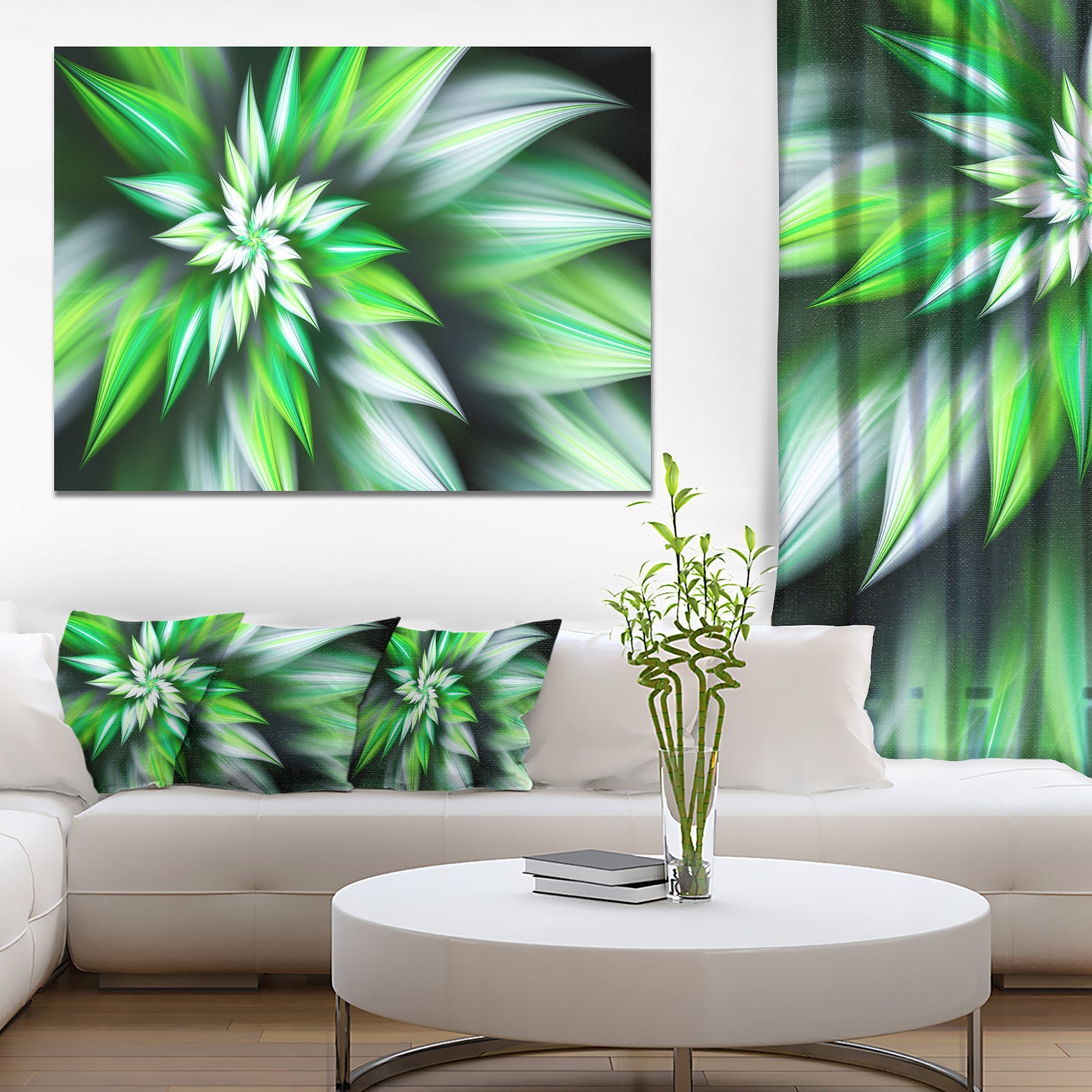 Dance of Green Exotic Flower - Modern Floral Art