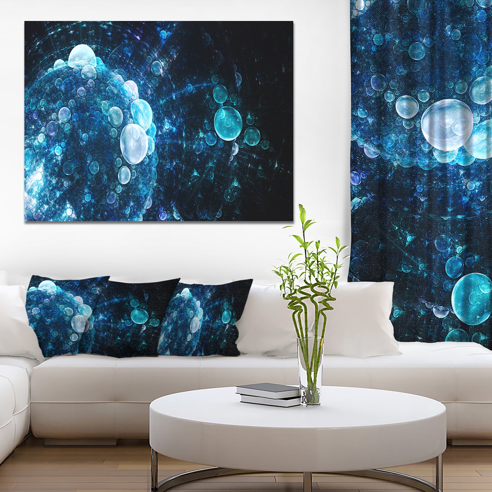 Blue Spherical Water Drops - Modern Floral Art