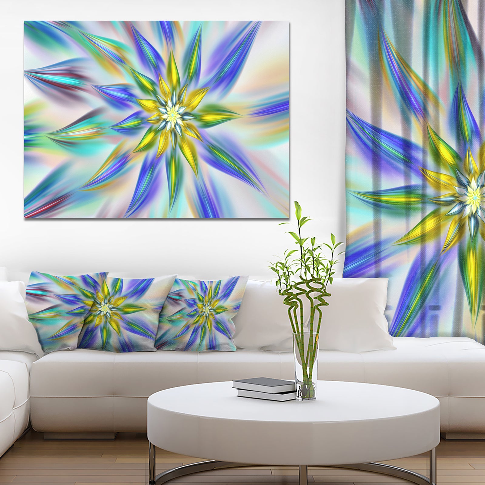Dancing Blue Fractal Flower - Modern Floral Art