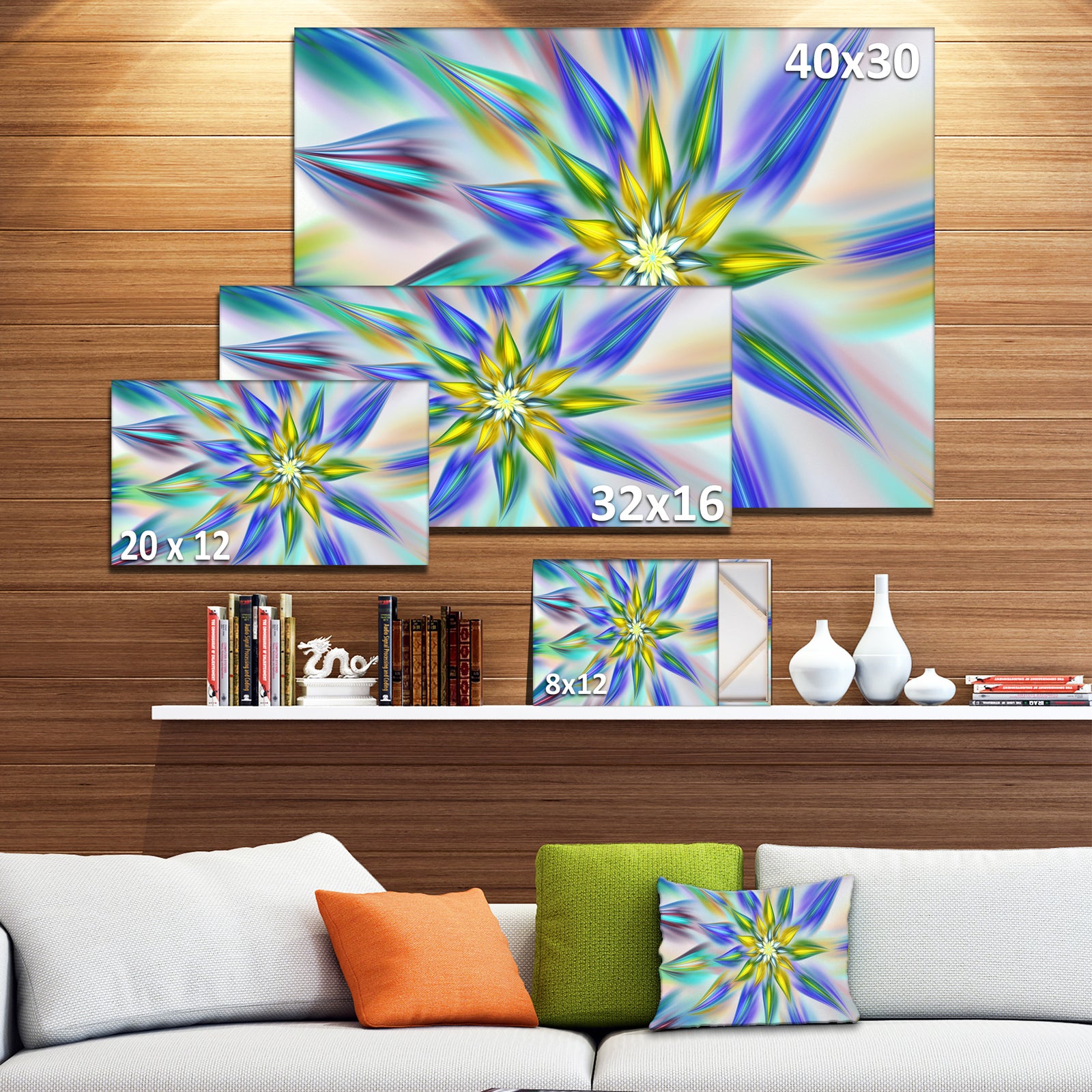 Dancing Blue Fractal Flower - Modern Floral Art
