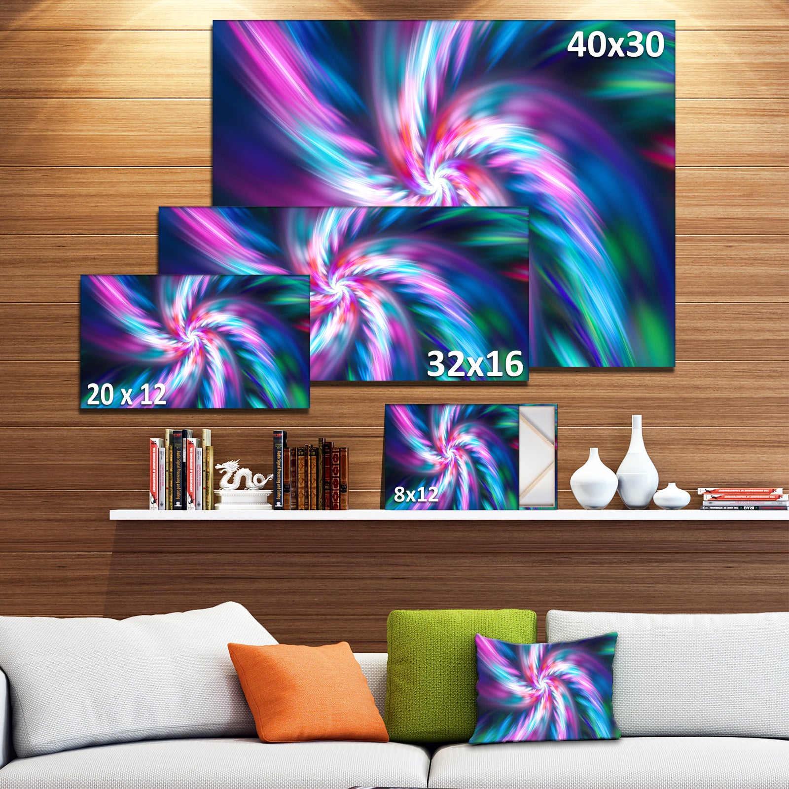 Dancing Multi-Color Fractal Flower - Extra Large Floral Canvas Art Print