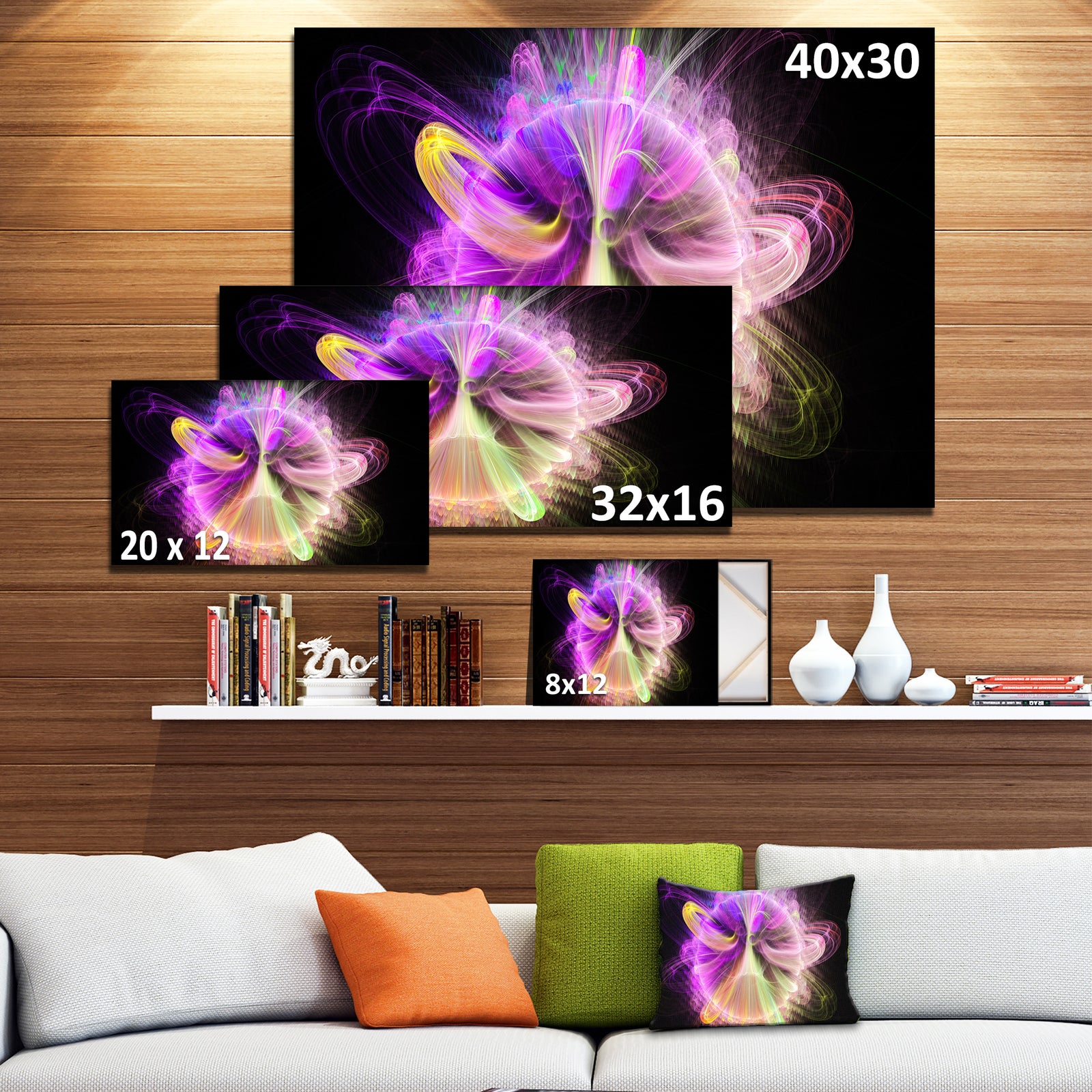 Purple Circle with Amazing Curves - Extra Large Floral Canvas Art Print