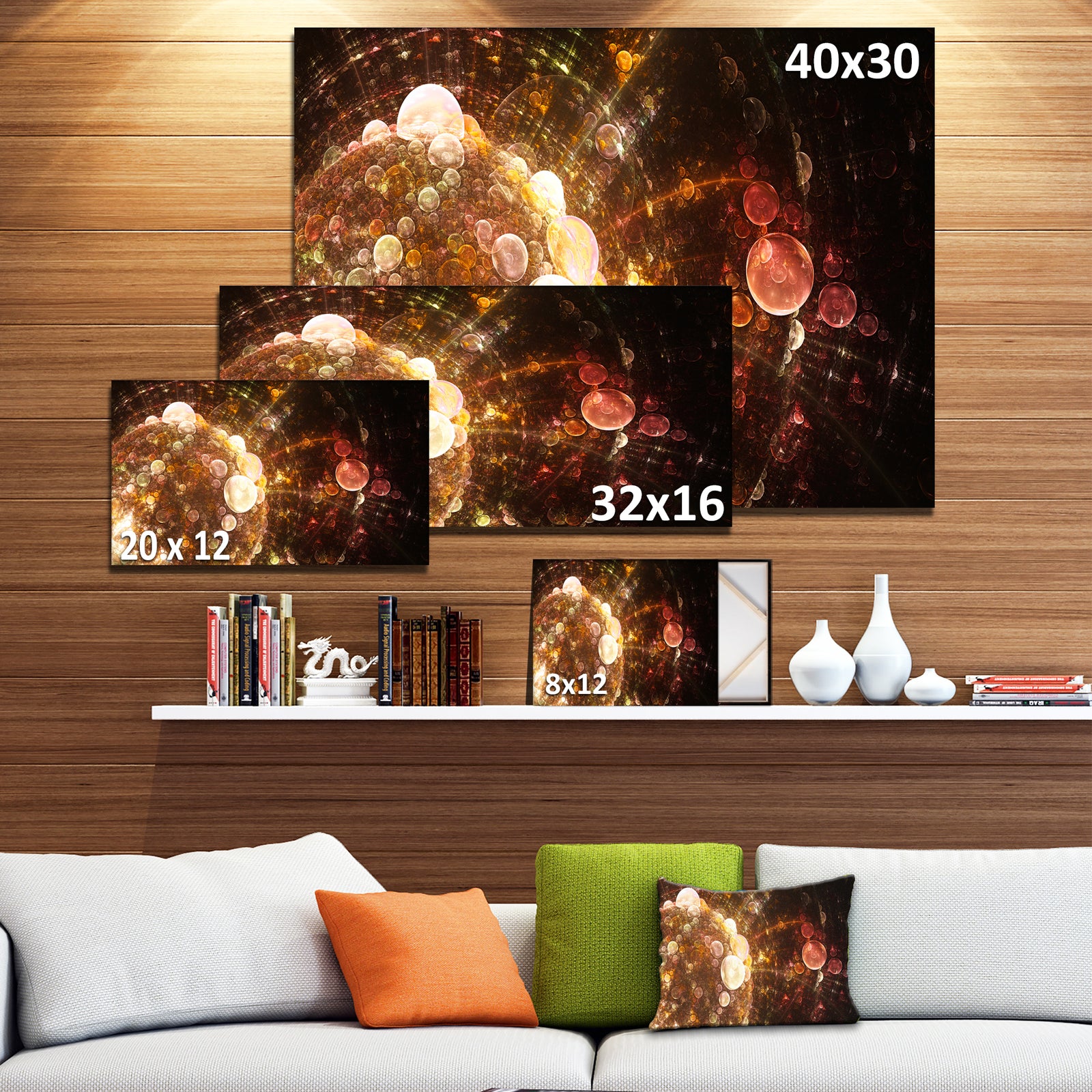 Brown World Bubbles Water Drops - Extra Large Floral Canvas Art Print