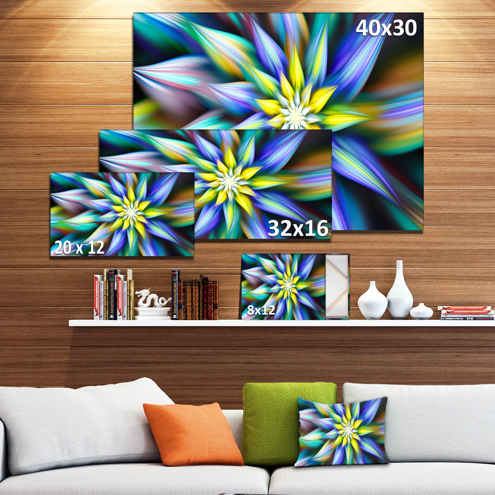 Dancing Multi-Color Flower Petals - Extra Large Floral Canvas Art Print