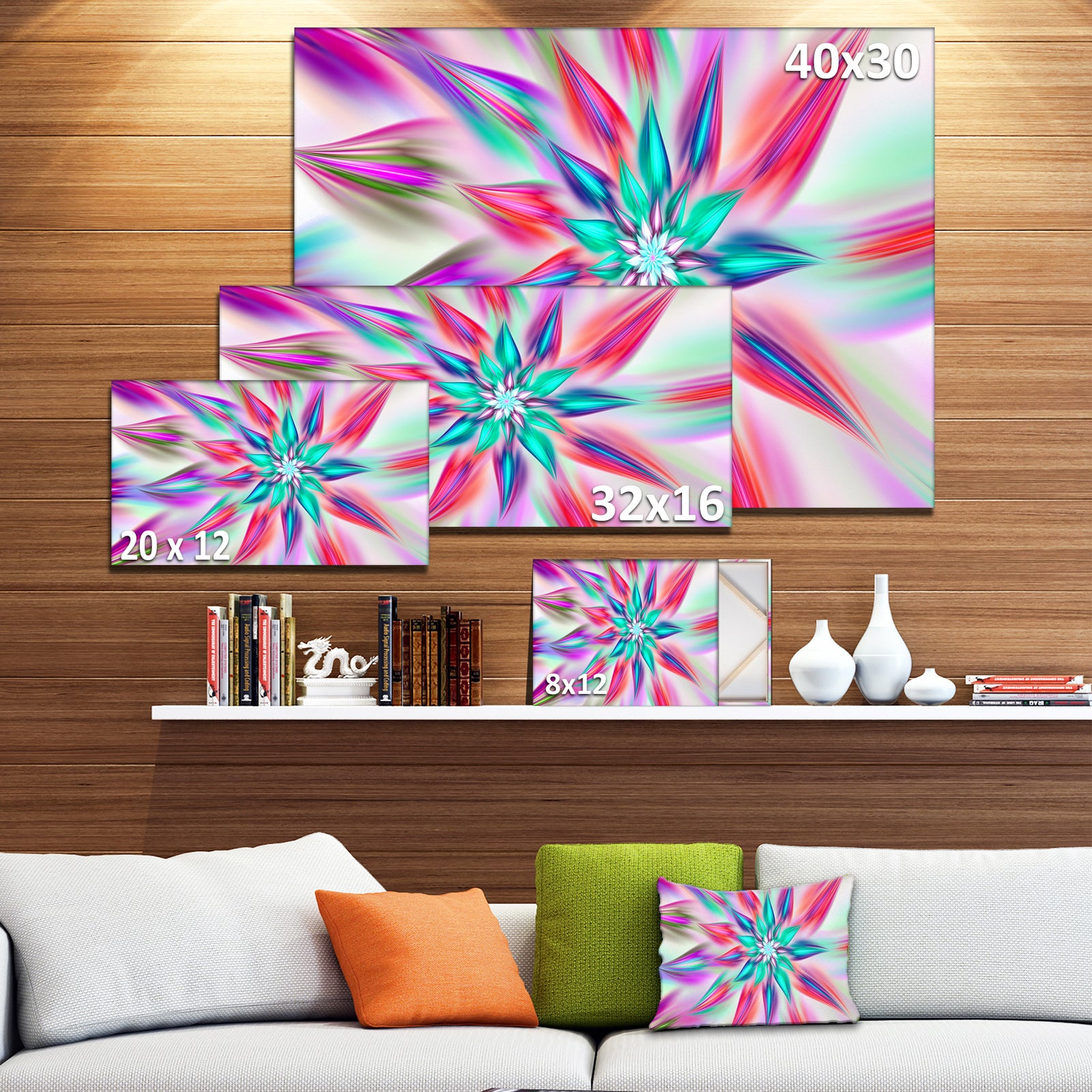 Dancing Pink Flower Petals - Extra Large Floral Canvas Art Print