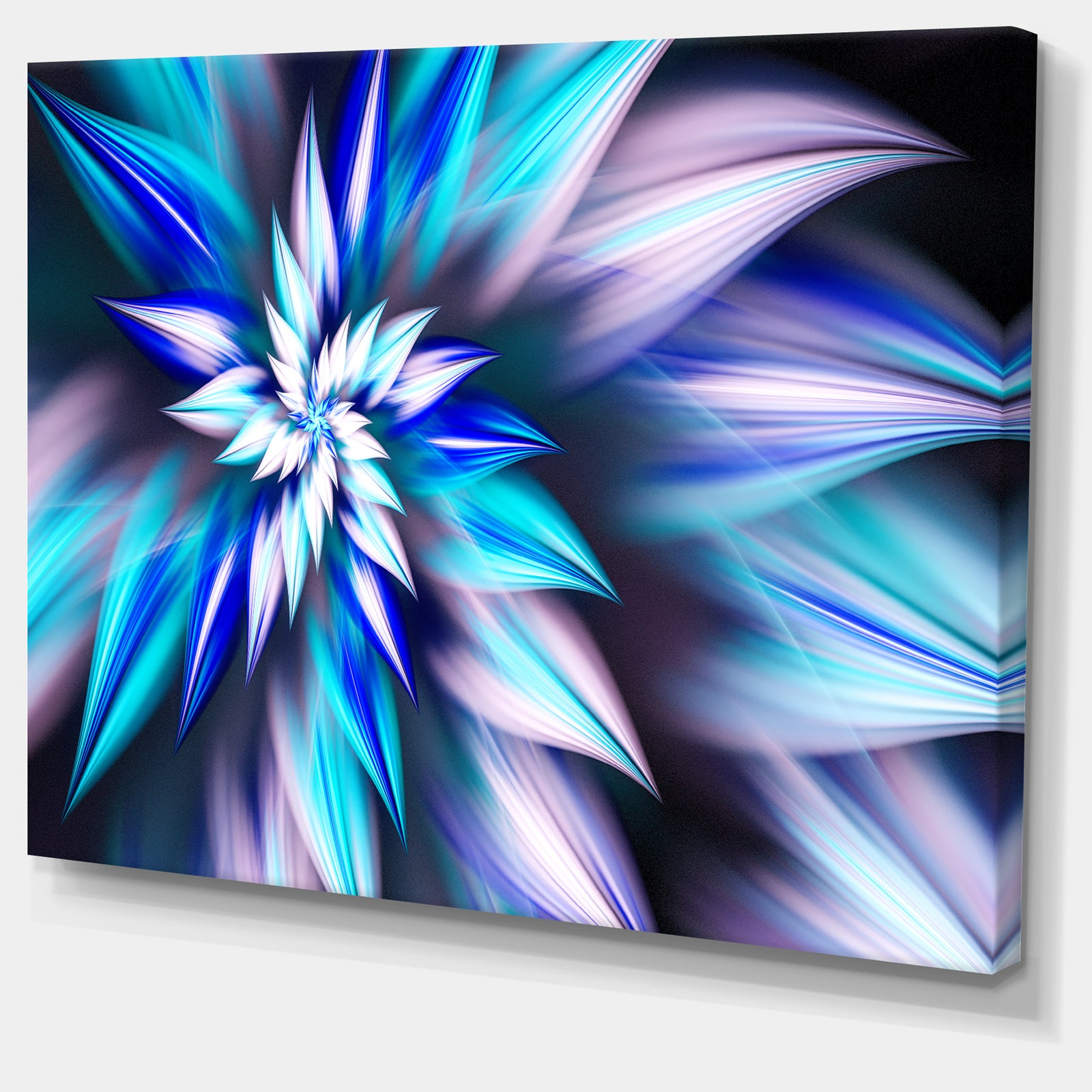 Dancing Light Blue Flower Petals - Extra Large Floral Canvas Art Print